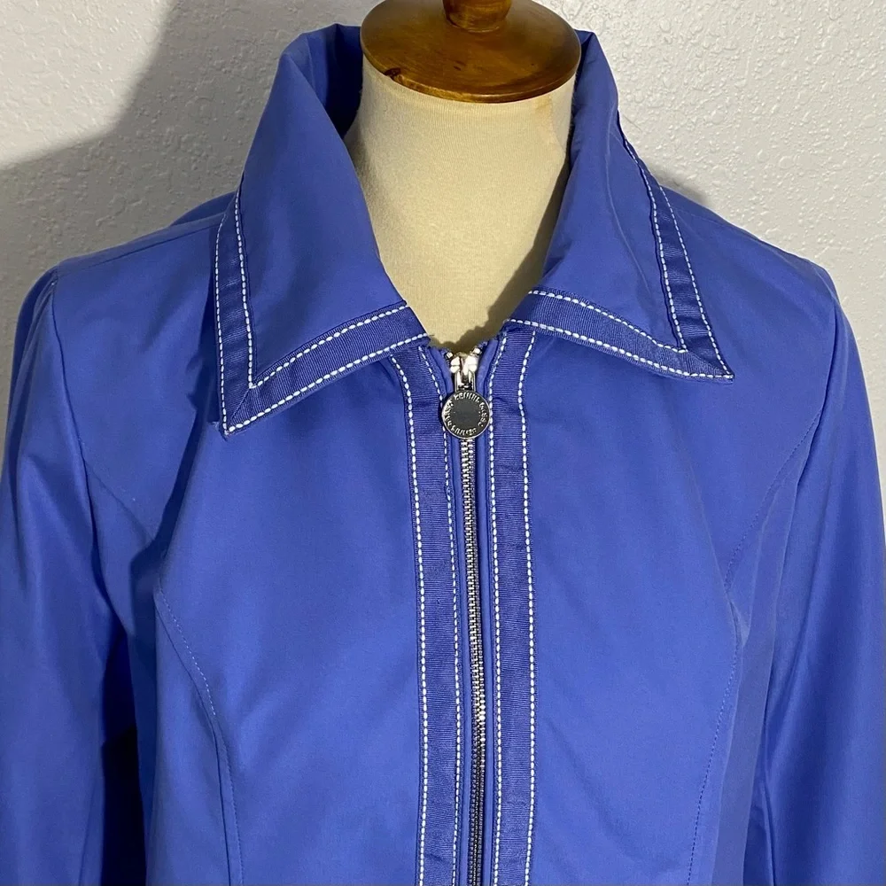 dennis basso Royal Blue Hooded Rain Jacket
